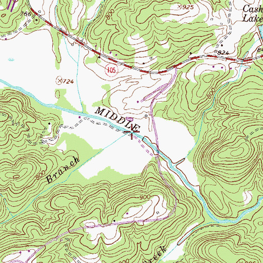 Topographic Map of Bug Branch, GA