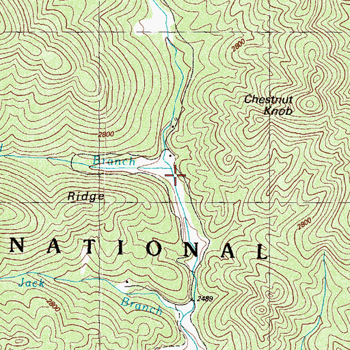 Topographic Map of Bull Branch, GA