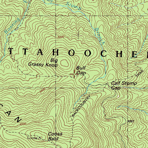 Topographic Map of Bull Gap, GA