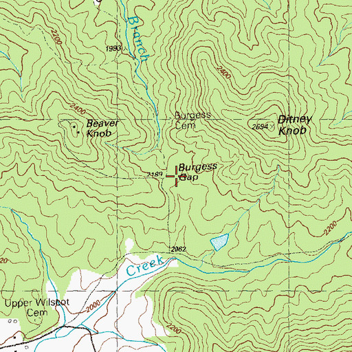 Topographic Map of Burgess Gap, GA