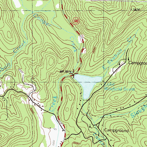 Topographic Map of Burnett Creek, GA