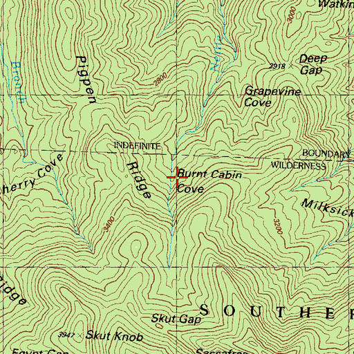 Topographic Map of Burnt Cabin Cove, GA