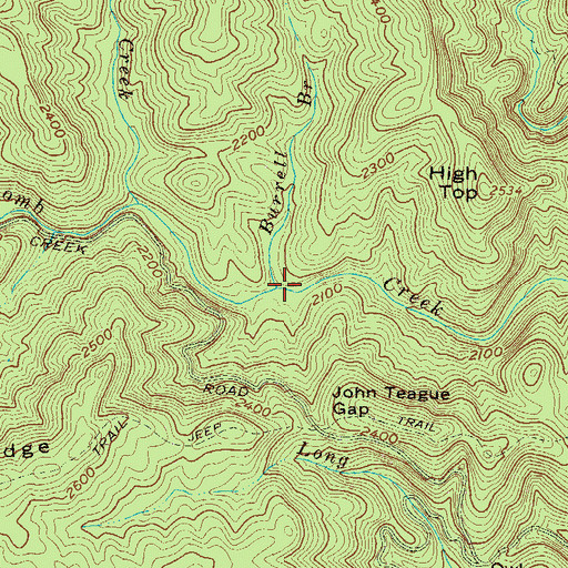 Topographic Map of Burrell Branch, GA