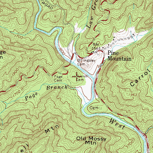 Topographic Map of Burrell Cemetery, GA