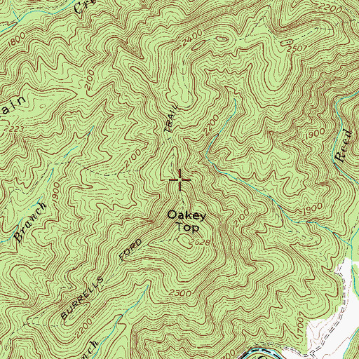 Topographic Map of Burrells Ford Trail, GA