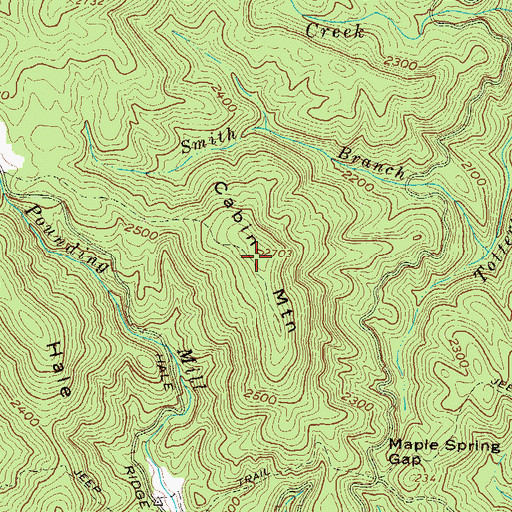Topographic Map of Cabin Mountain, GA