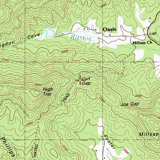 Topographic Map of Cad Gap, GA