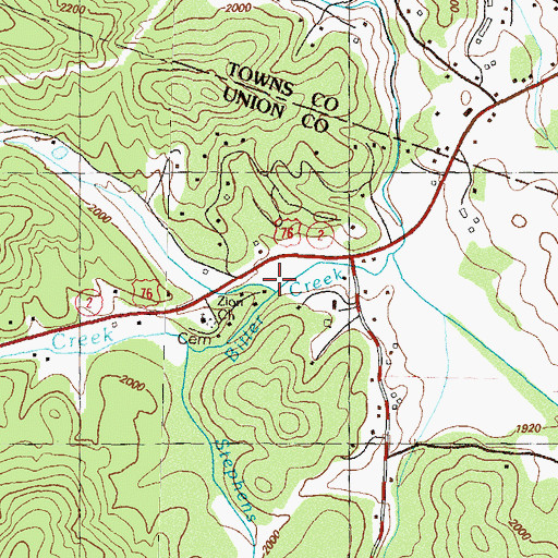 Topographic Map of Caldwell Branch, GA