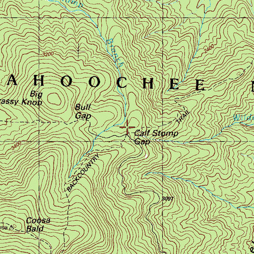 Topographic Map of Calf Stomp Gap, GA