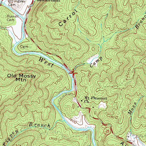 Topographic Map of Camp Branch, GA