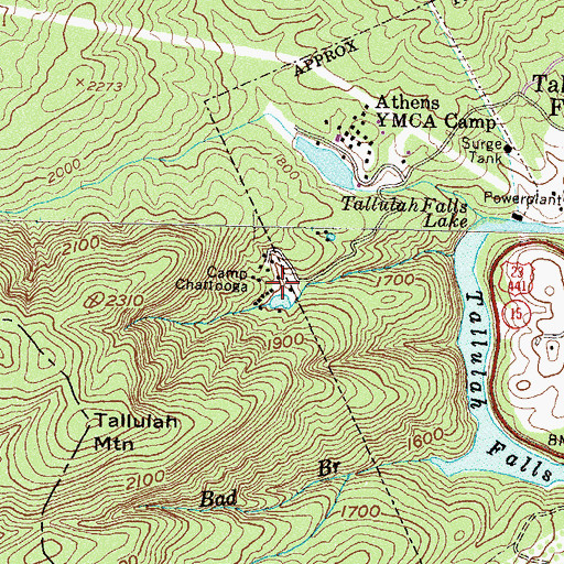 Topographic Map of Camp Chattooga, GA
