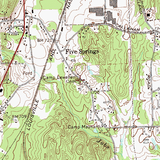 Topographic Map of Camp Lewallen Cemetery, GA