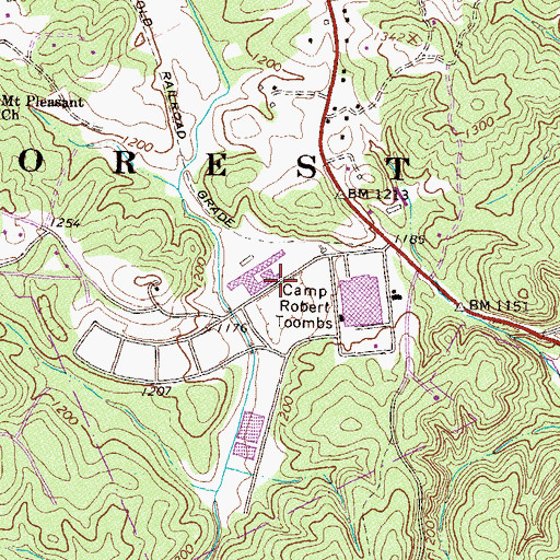 Topographic Map of Camp Robert Toombs, GA