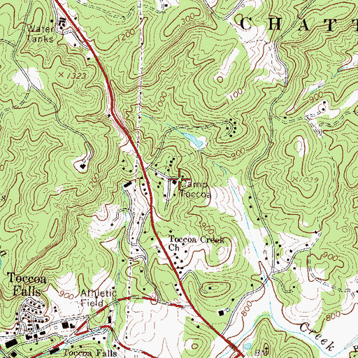 Topographic Map of Camp Toccoa, GA