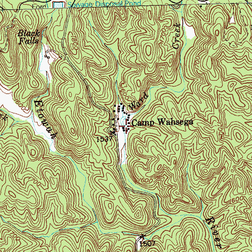 Topographic Map of Camp Wahsega, GA