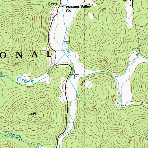 Topographic Map of Canada Creek, GA