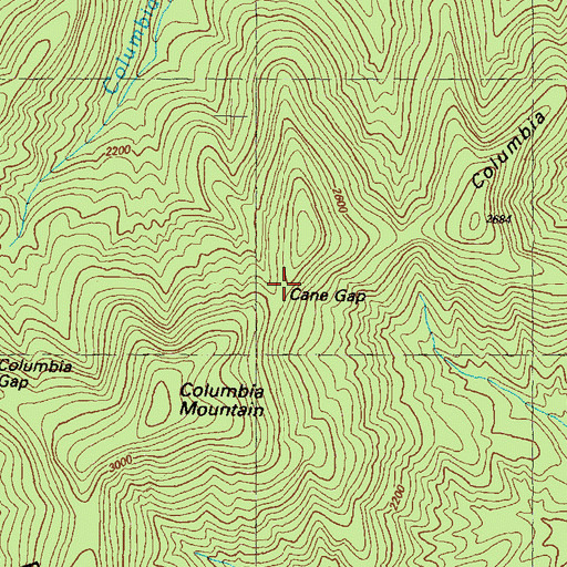 Topographic Map of Cane Gap, GA