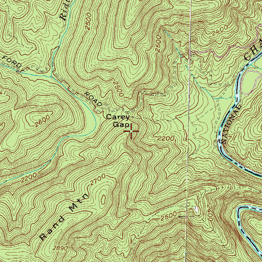 Topographic Map of Carey Gap, GA
