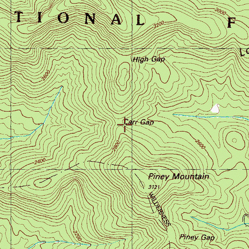 Topographic Map of Carr Gap, GA