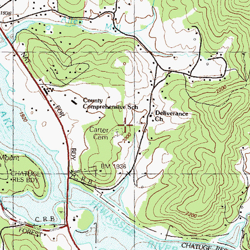 Topographic Map of Carter Cemetery, GA