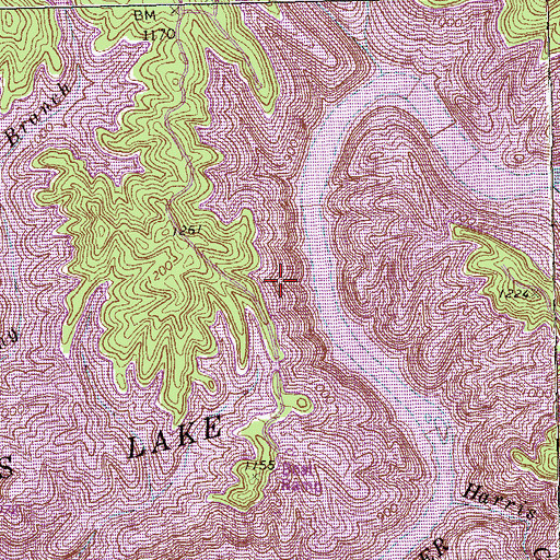 Topographic Map of Carters Lake, GA