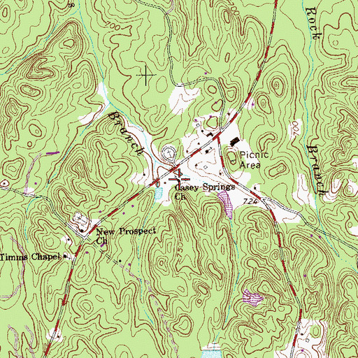 Topographic Map of Casey Springs Church, GA