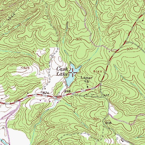 Topographic Map of Cash Lake, GA