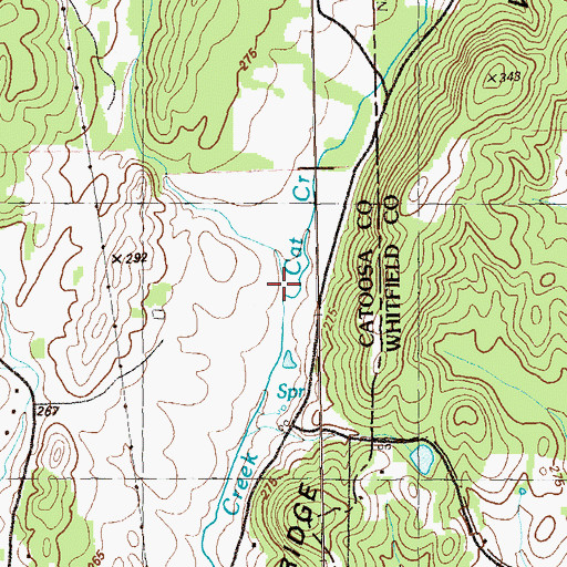 Topographic Map of Cat Creek, GA
