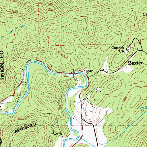 Topographic Map of Cavender Bridge, GA