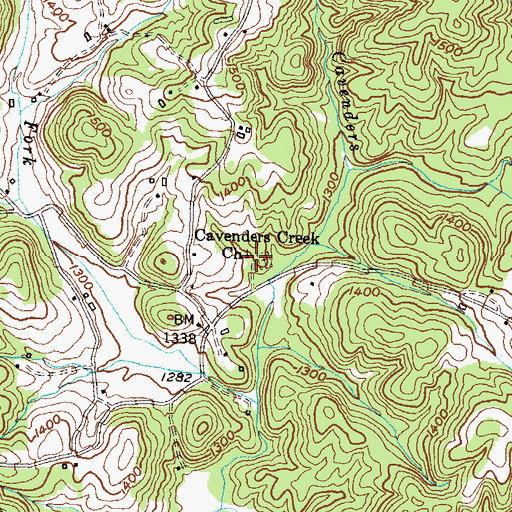 Topographic Map of Cavenders Creek Church, GA