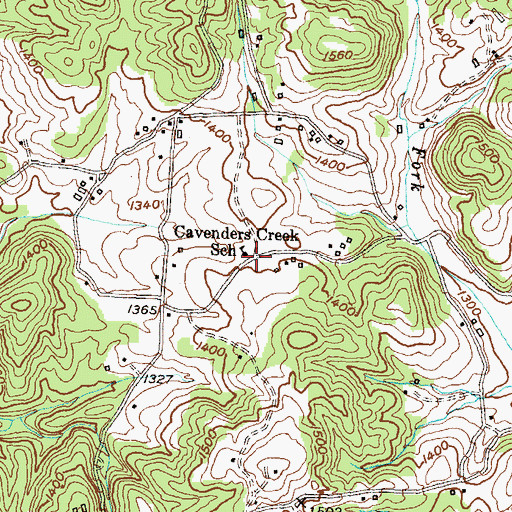 Topographic Map of Cavenders Creek School, GA