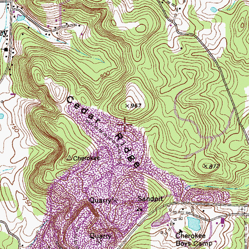 Topographic Map of Cedar Ridge, GA