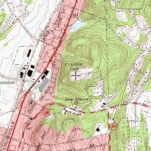 Topographic Map of Chandler Cemetery, GA