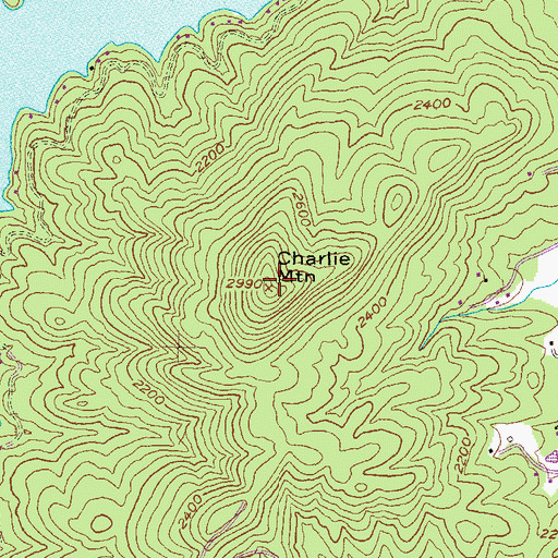 Topographic Map of Charlie Mountain, GA
