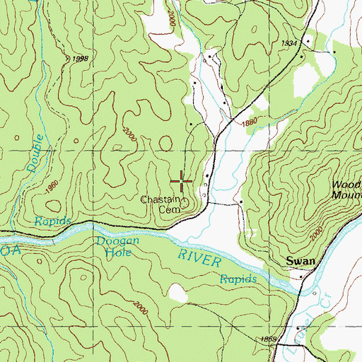 Topographic Map of Chastain Cemetery, GA
