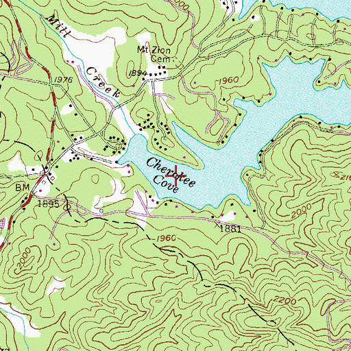 Topographic Map of Cherokee Cove, GA