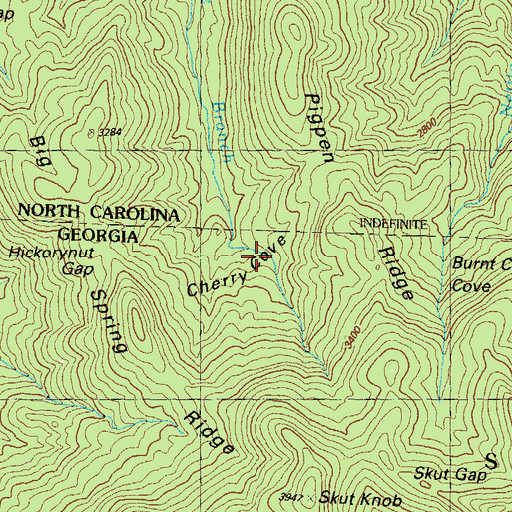 Topographic Map of Cherry Cove, GA