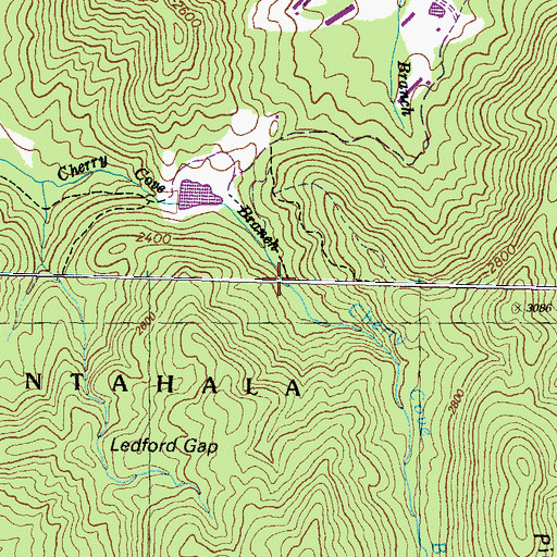 Topographic Map of Cherry Cove Branch, GA