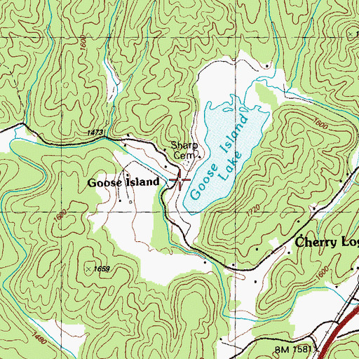 Topographic Map of Cherry Log Creek, GA