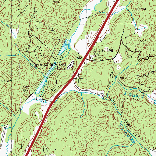 Topographic Map of Cherrying School, GA