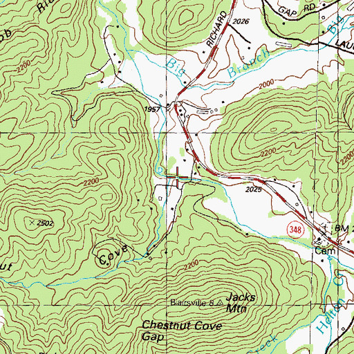 Topographic Map of Chestnut Cove, GA