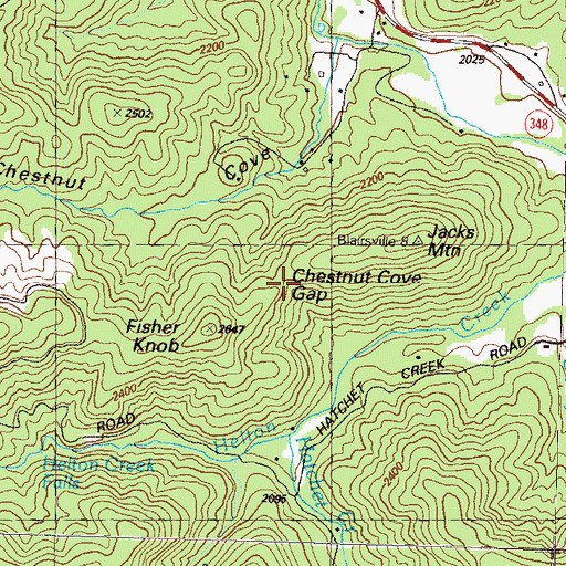 Topographic Map of Chestnut Cove Gap, GA