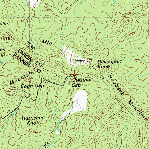 Topographic Map of Chestnut Gap, GA