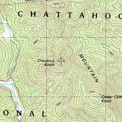 Topographic Map of Chestnut Knob, GA