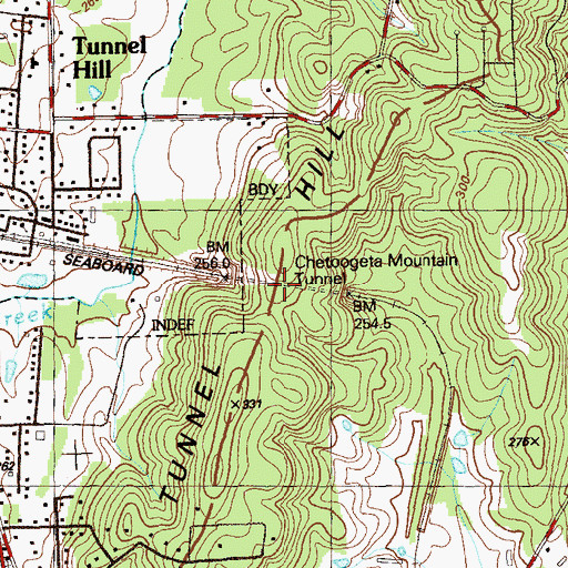 Topographic Map of Chetoogeta Mountain Tunnel, GA