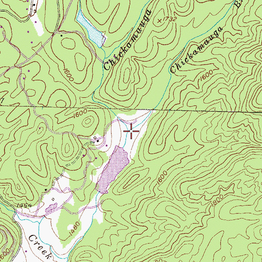 Topographic Map of Chickamauga Branch, GA