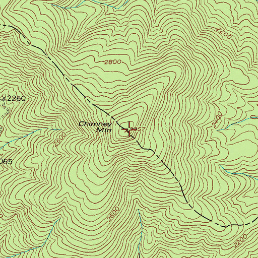 Topographic Map of Chimney Mountain, GA