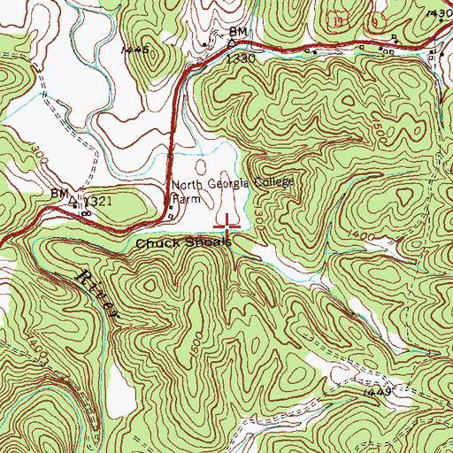 Topographic Map of Chuck Shoals, GA