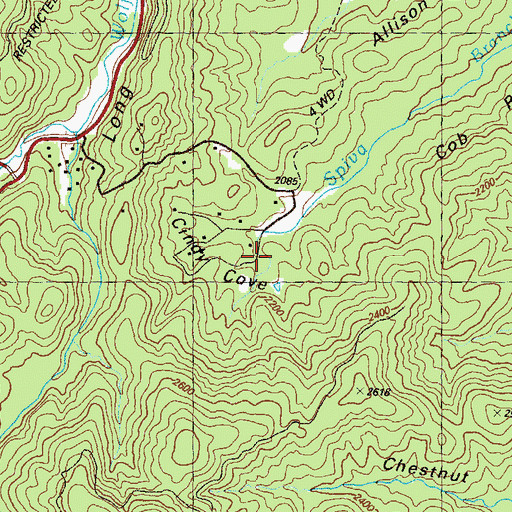 Topographic Map of Cindy Cove, GA