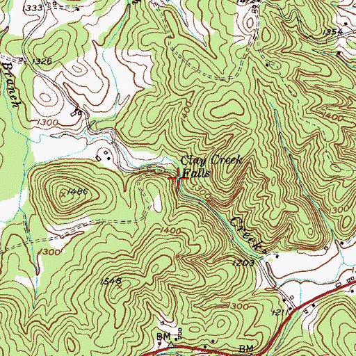 Topographic Map of Clay Creek Falls, GA
